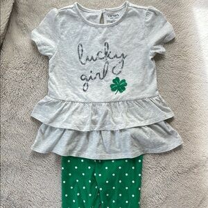 Carter's Gray and Green Lucky Girl Set